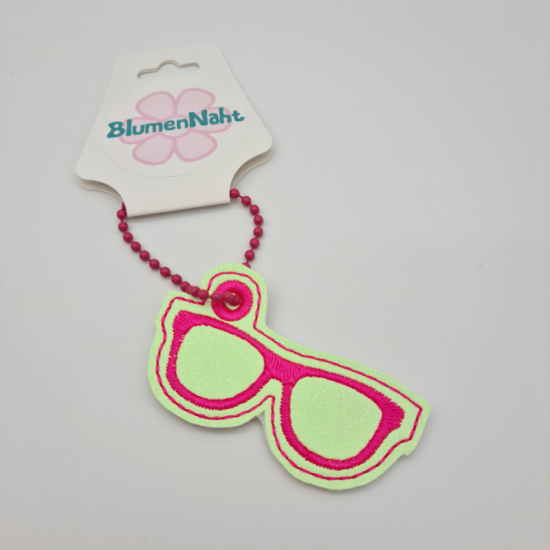 Kleiner Anhänger Brille #10 neon-gelbgrün/pink